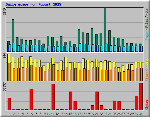 Daily usage for August 2025