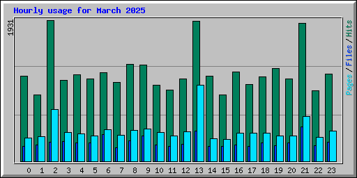 Hourly usage for March 2025